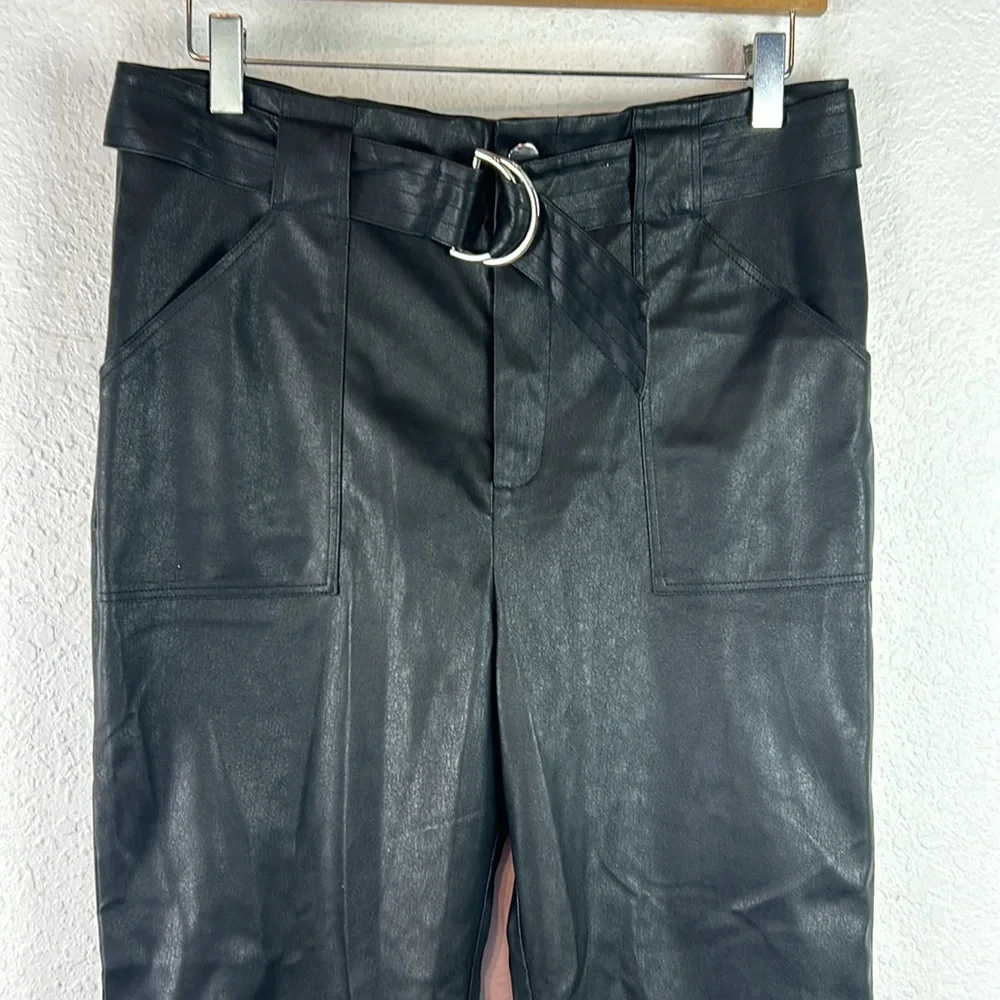 Perfect Revolve Superdown Chanice Buckle Pant Black Faux Leather Trouser Belted - Picture 5 of 8